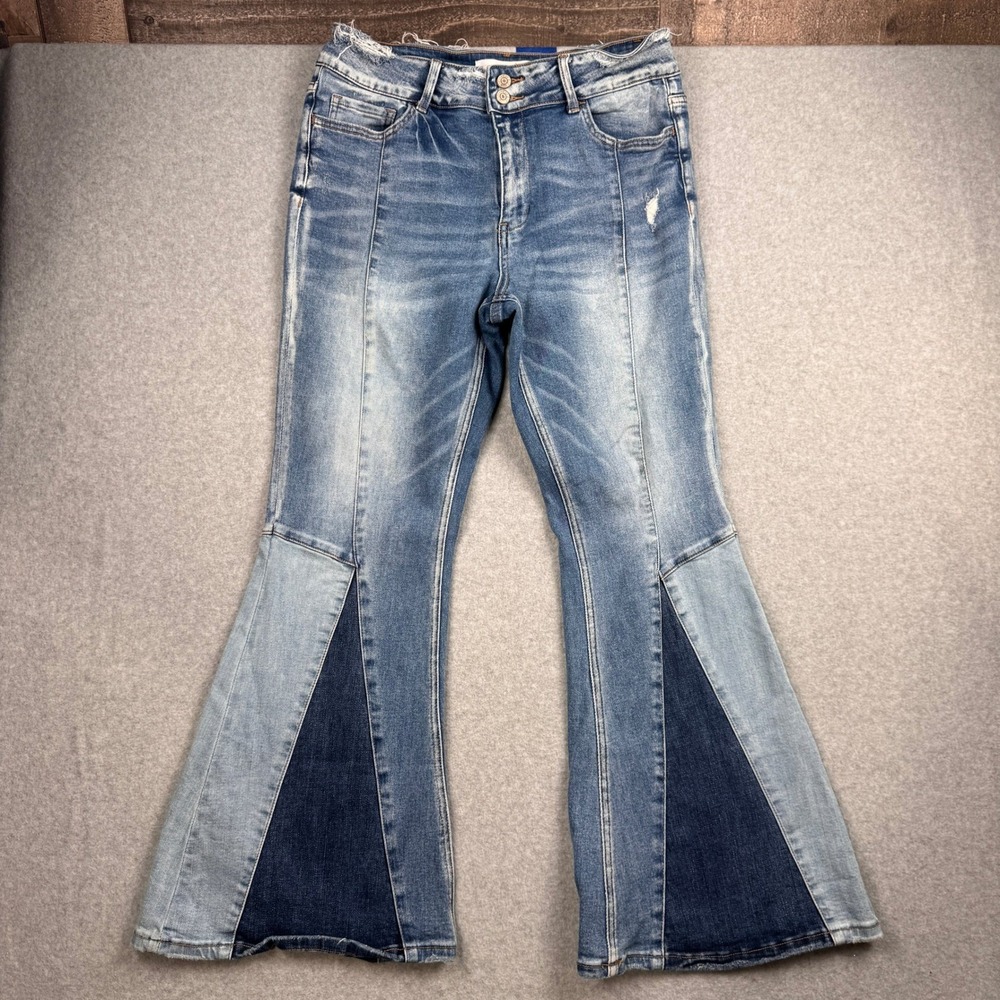 Bridge by Gly Jeans Womens 31 / 12 Patchwork High Rise Super Flare Boho Festival